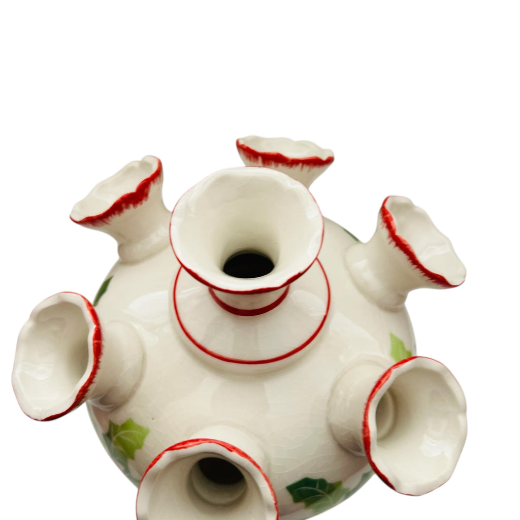 Vintage Andrea by Sadek Williamsburg Holly Berry Christmas Seven Tulip Vase