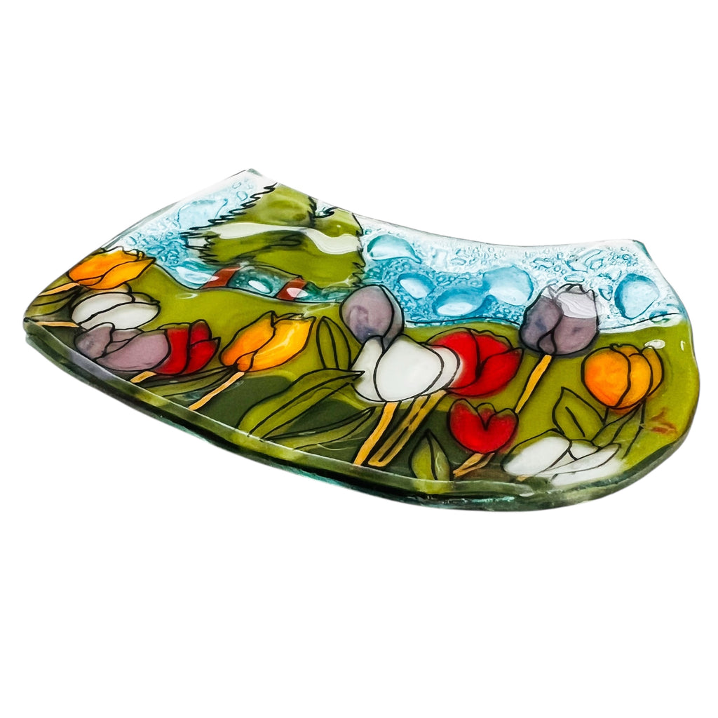 Tulips Fused Glass Soap Dish
