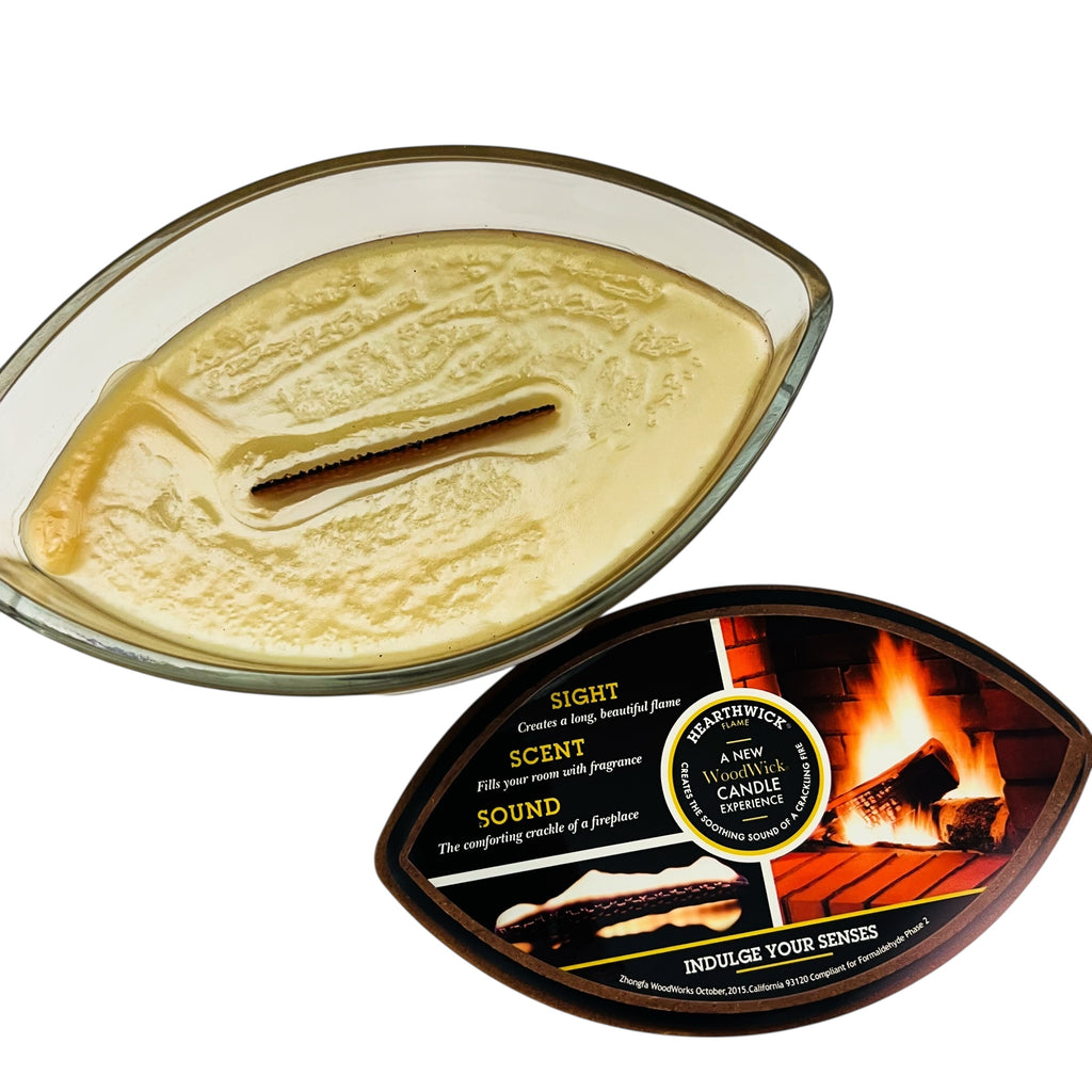 WoodWick Oval Candle in Cream with Wooden Lid