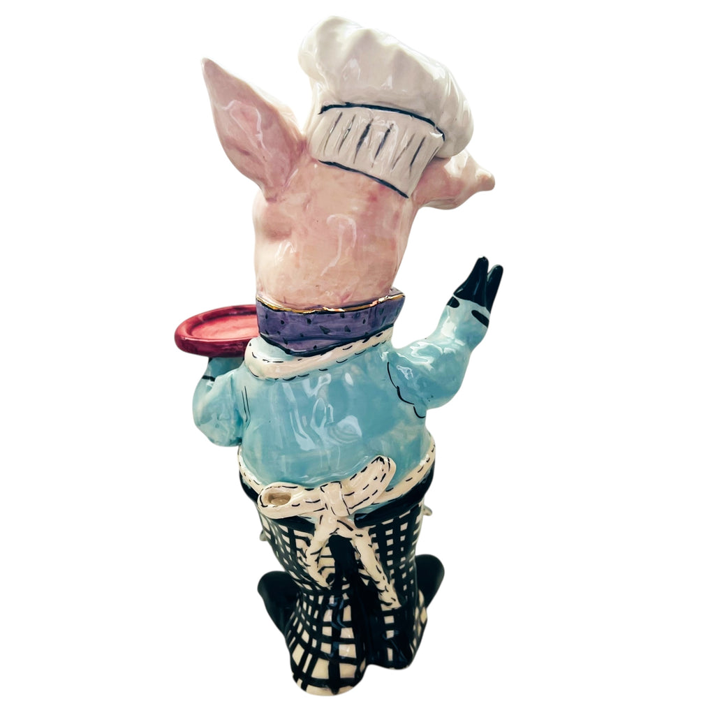 Vintage Blue Sky Clayworks Heather Goldminc Ceramic Love Tea Light Chef Pig