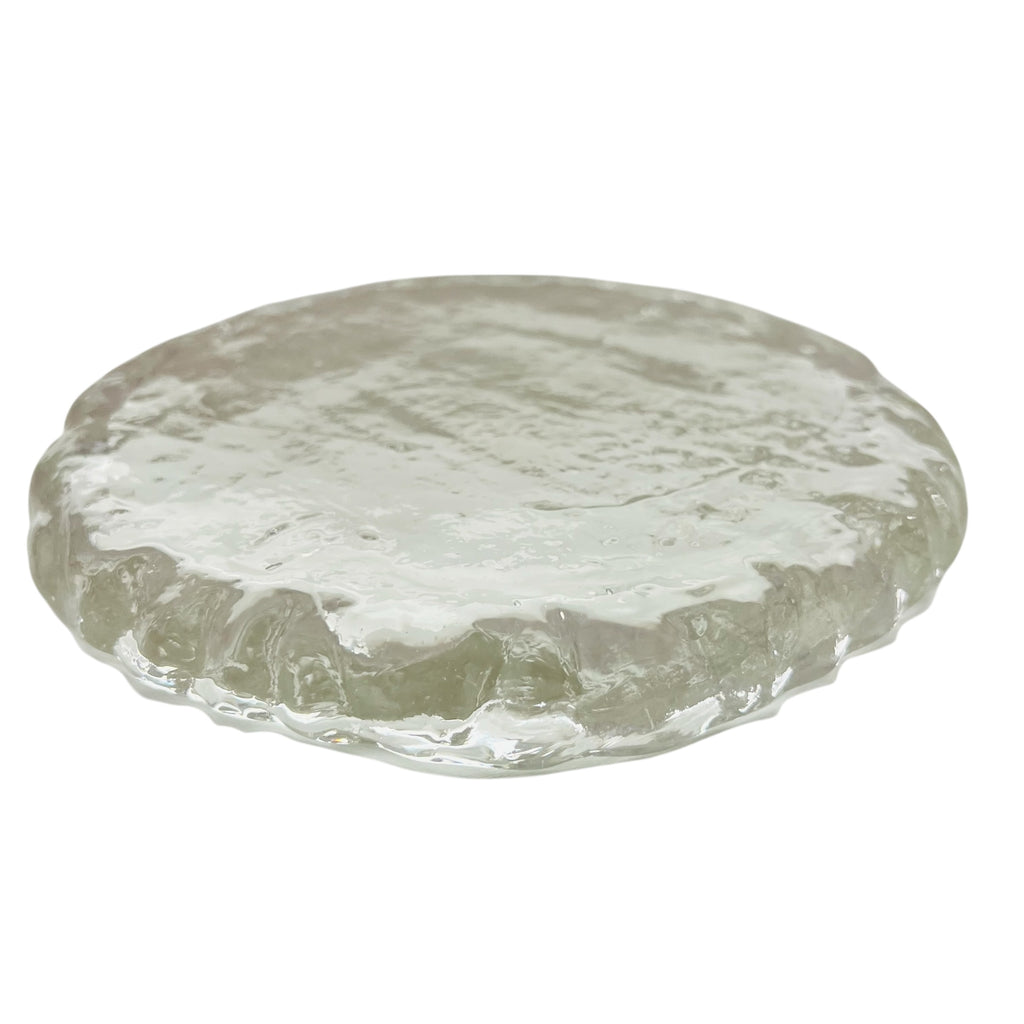Textured Clear Glass Decorative Cheese Plater Plate