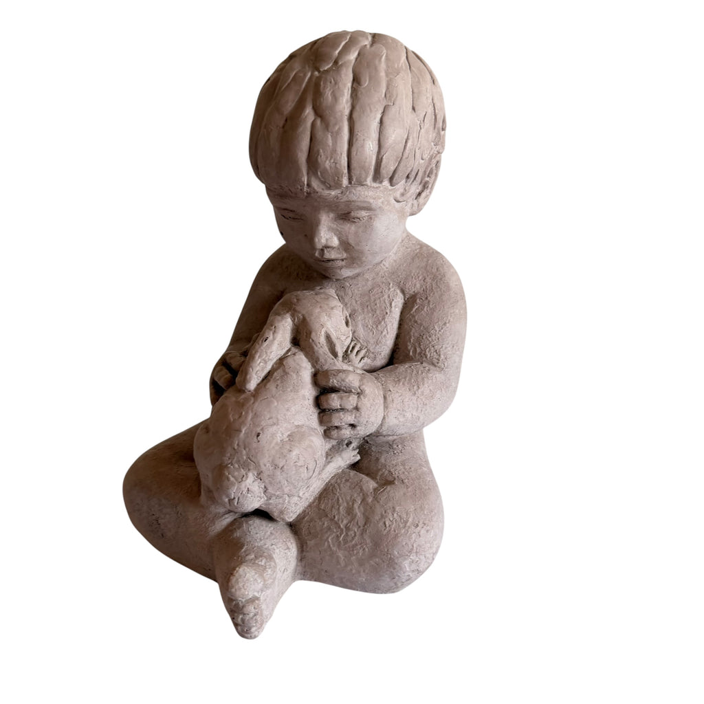 Vintage Austin Productions Miro Musulin Playmates Boy w/ Pet Bunny Sculpture