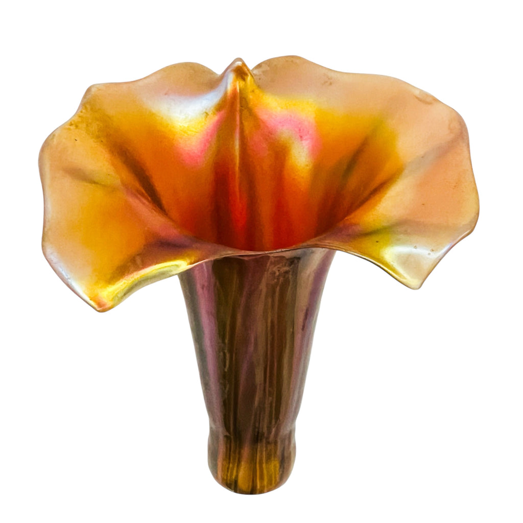 Vintage Fluted Calla Lily Tulip Flower Aurene Gold Art Glass Light Shade