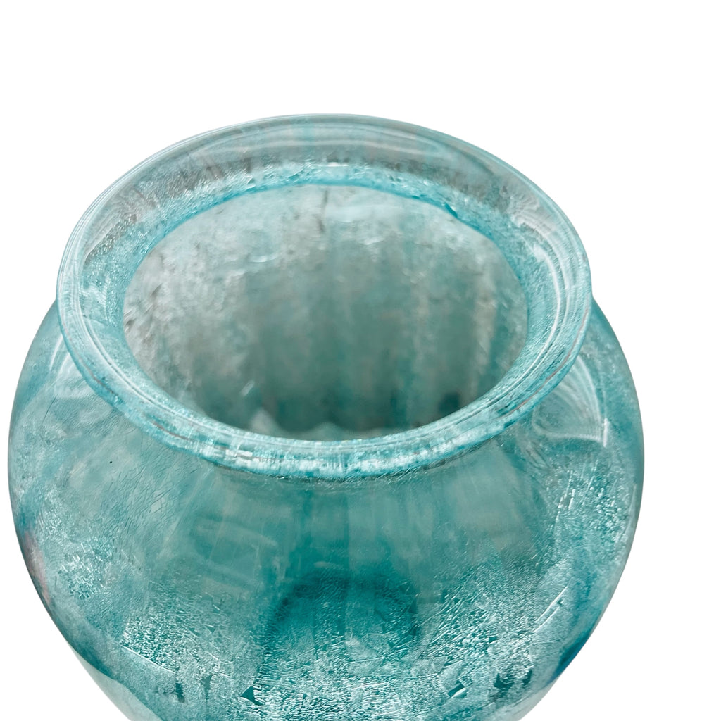 Glas BH Karcag Hungary Handmade Handcut Crackle Veil Glass Vase