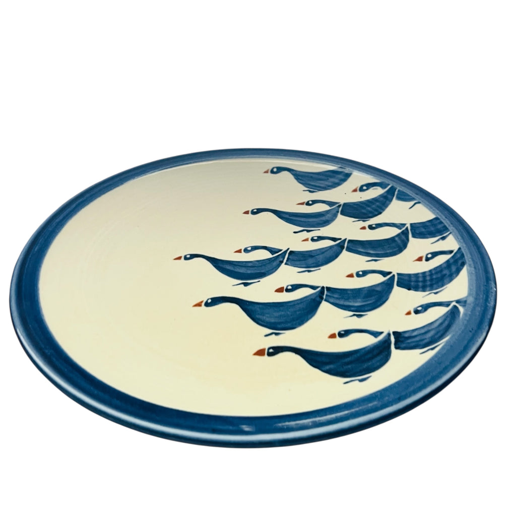 Vintage Michael Redwine Studio Pottery Blue Goose Clay Artist Signed Plate