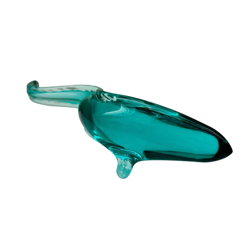 Vintage Fish Sleek Teal Art Glass Sculpture