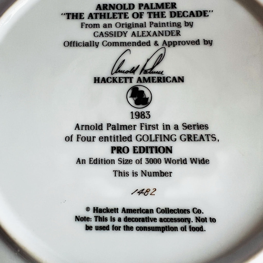 Arnold Palmer Athlete of the Decade by Hackett Golf Legend Decorative Plate