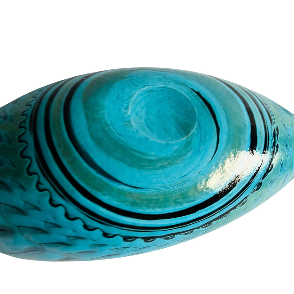 Furnace Ferro Italian Murano Sea Shell Iridescent Folded Art Glass Bowl