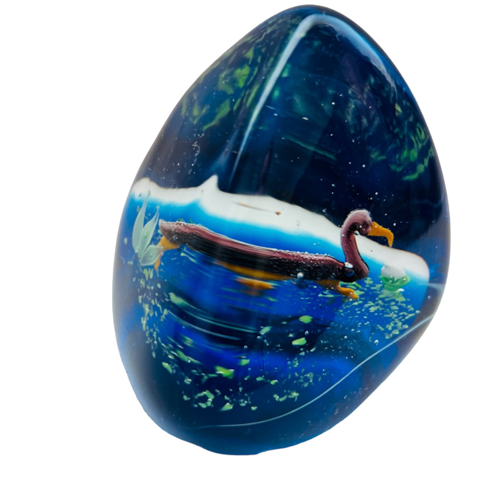 Vintage Cobalt Blue Water Scene Design Triangle Paperweight