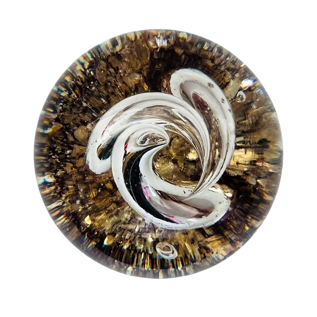 Vintage Swirl Glitter Glass Paperweight