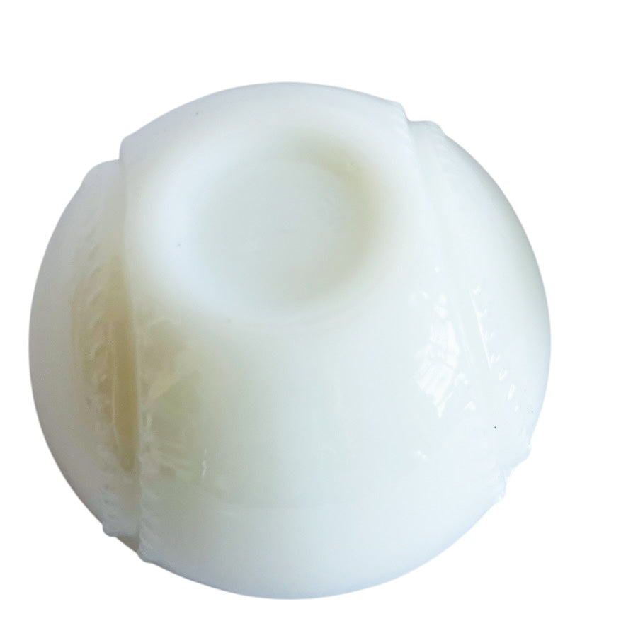 Vintage Anchor Hocking Milk Glass White Baseball Trinket Box Covered Jar Lid