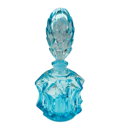 Vintage I. W. Rice and Co. Light Blue Glass Perfume Bottle Made in Japan