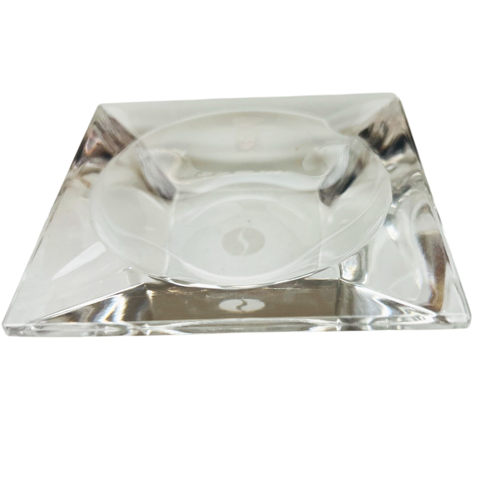 Vintage Retro MCM Mid Century Modern Minimal Clear Glass Square Ashtray