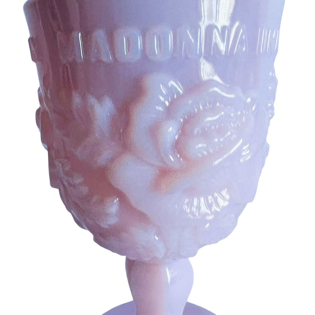 Madonna Inn Rose Pattern Pale Pink Embossed Goblet