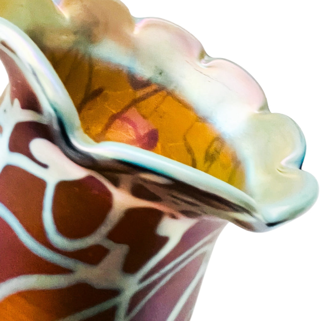 Vintage Blue Swirl Design Art Glass Scallop Flared Lamp Shade