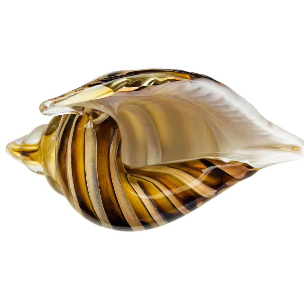 Art Glass Conch Shell Sculpture Paperweight