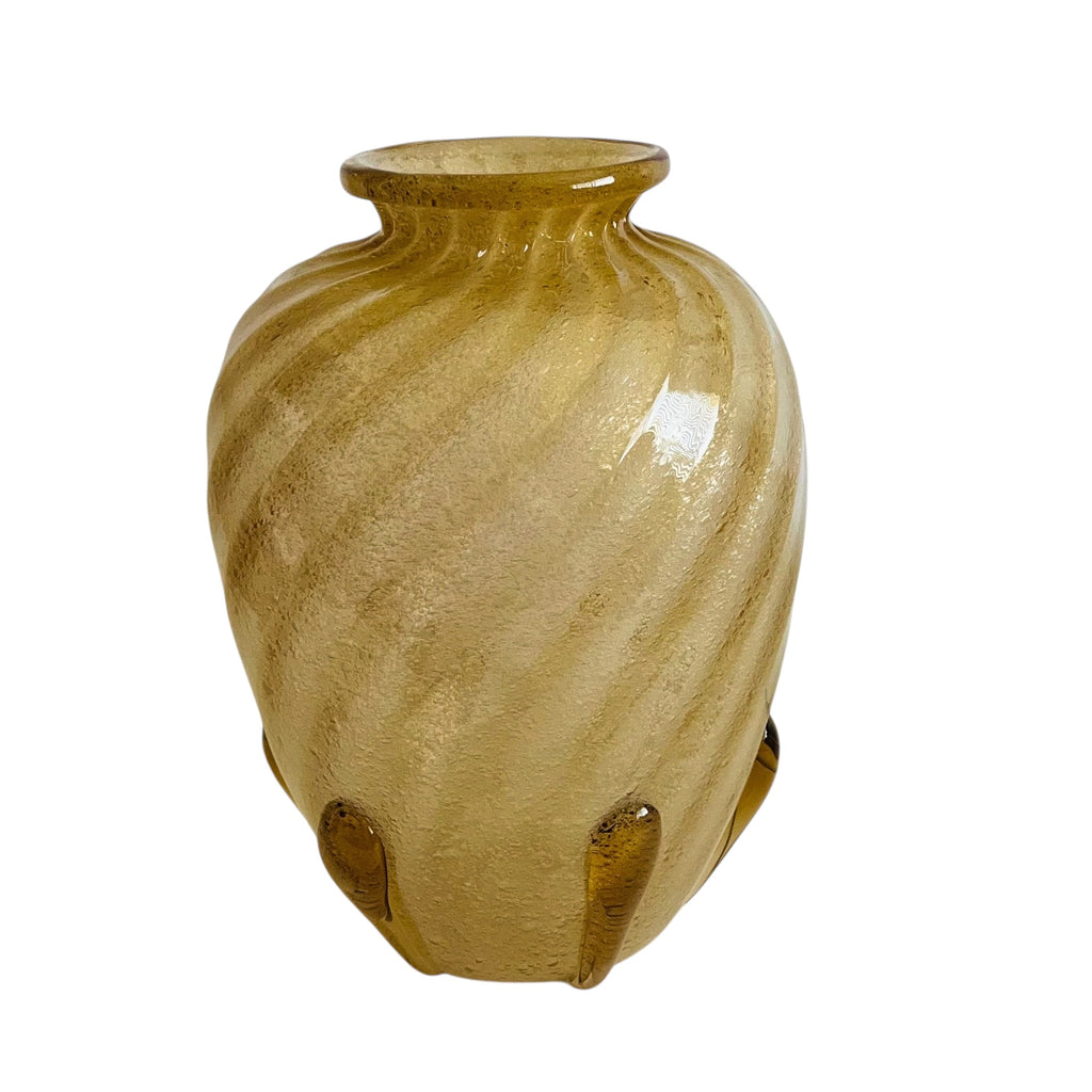 Vintage Art Glass Swirl Sparkle Design Vase
