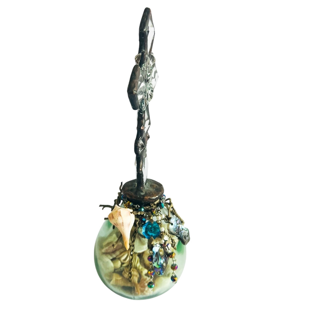 Religious Cross Rustin Metal Seashell Sand Bottle