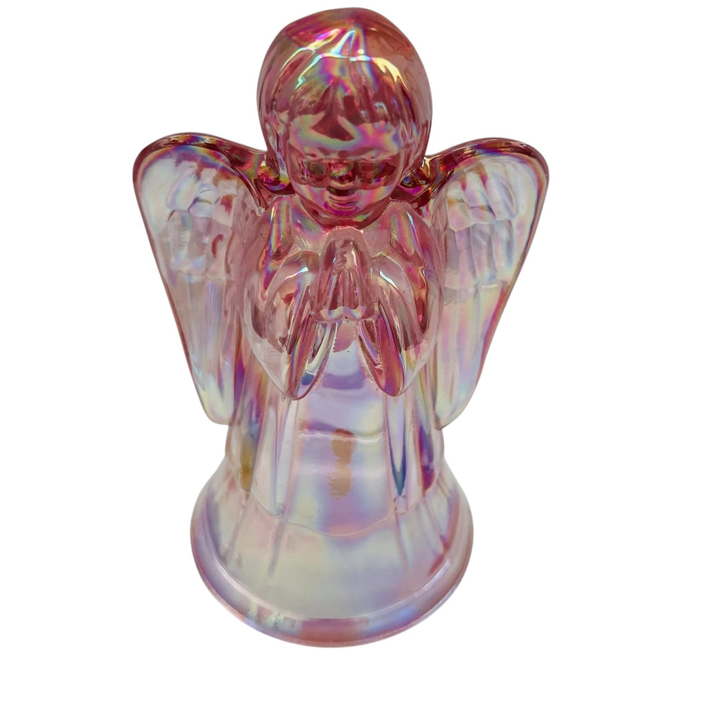 Vintage Fenton Pink Iridescent Art Glass Angel Figurine