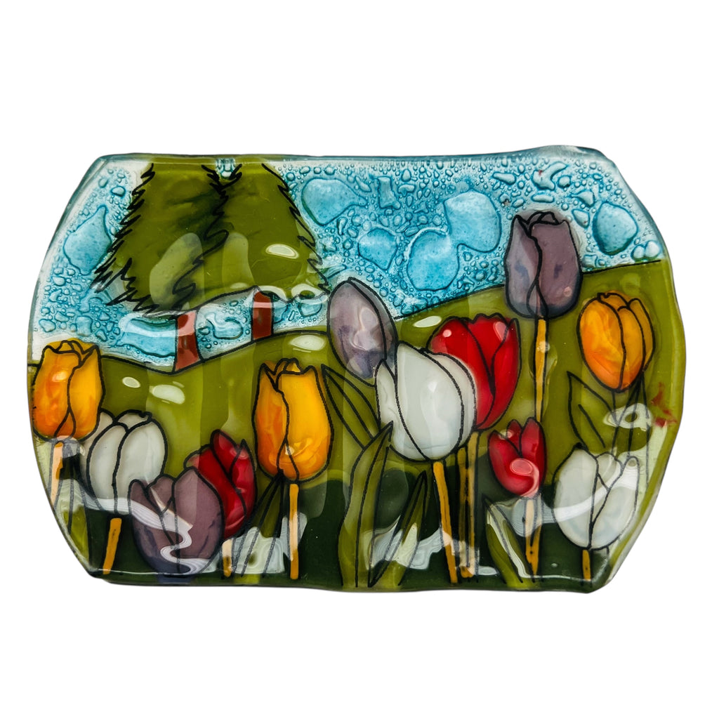 Tulips Fused Glass Soap Dish