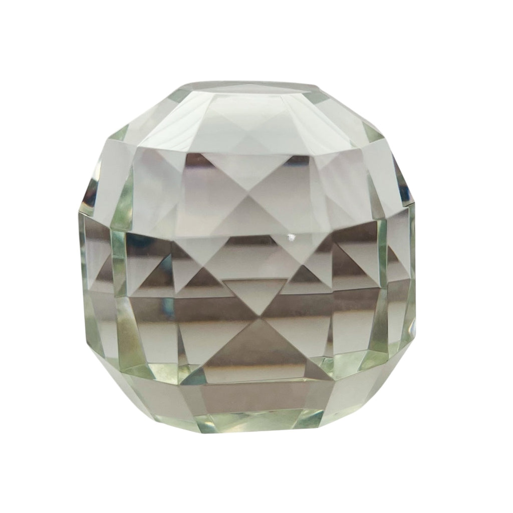 Crystal Orb Clear Frosted Round Square Art Glass Paperweight