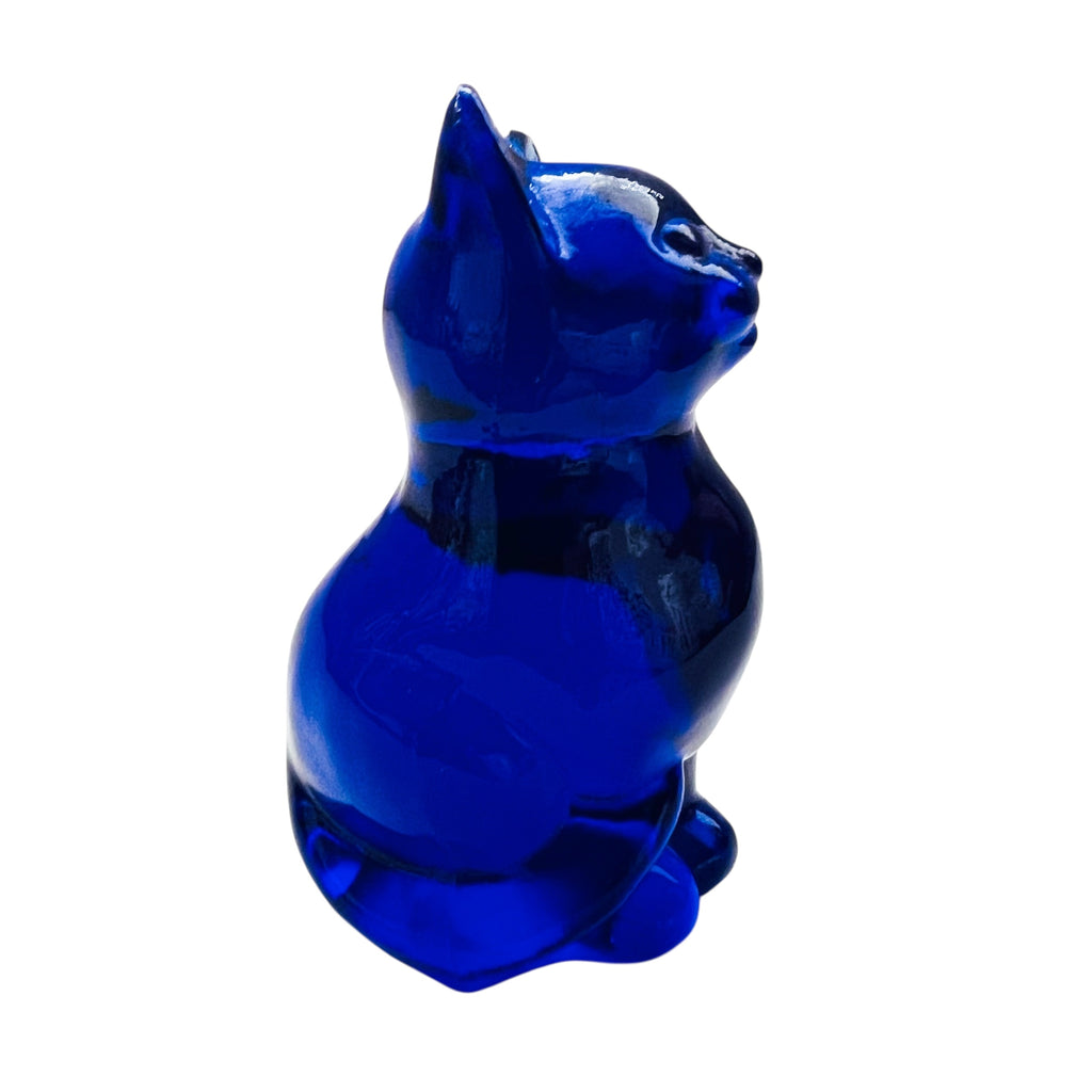 Vintage Fenton Cobalt Blue Glass Cat Figurine