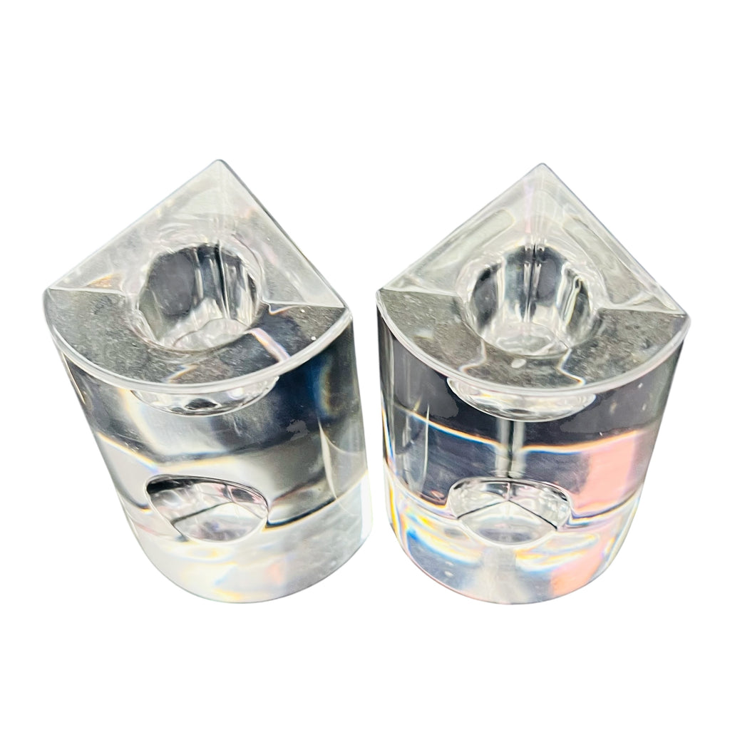 Vintage Lenox Moonlight Glass Candlestick Pair