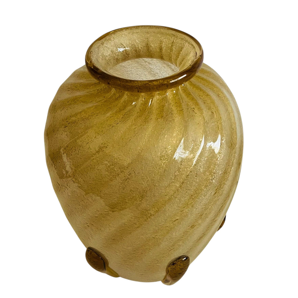 Vintage Art Glass Swirl Sparkle Design Vase