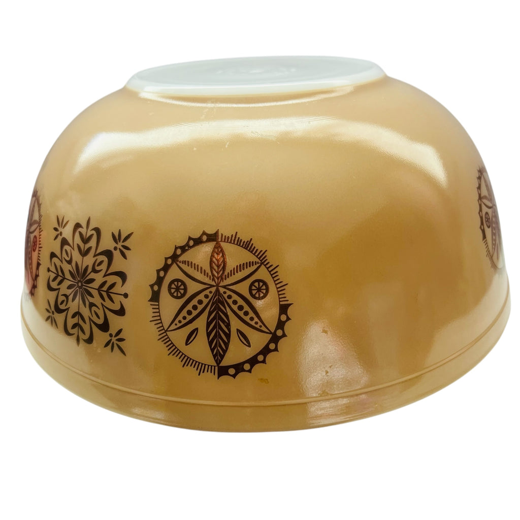 Vintage Pyrex Hex Signs Beige Bowl 404 Round Mixing Bowl w/Lid