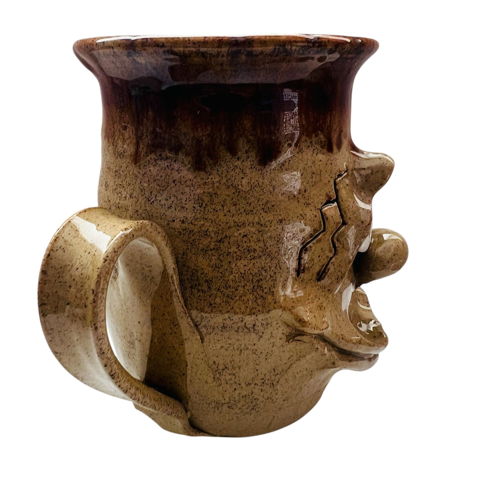 Vintage Pretty Ugly Pottery Whimsical Funny Face Mug Made in Wales