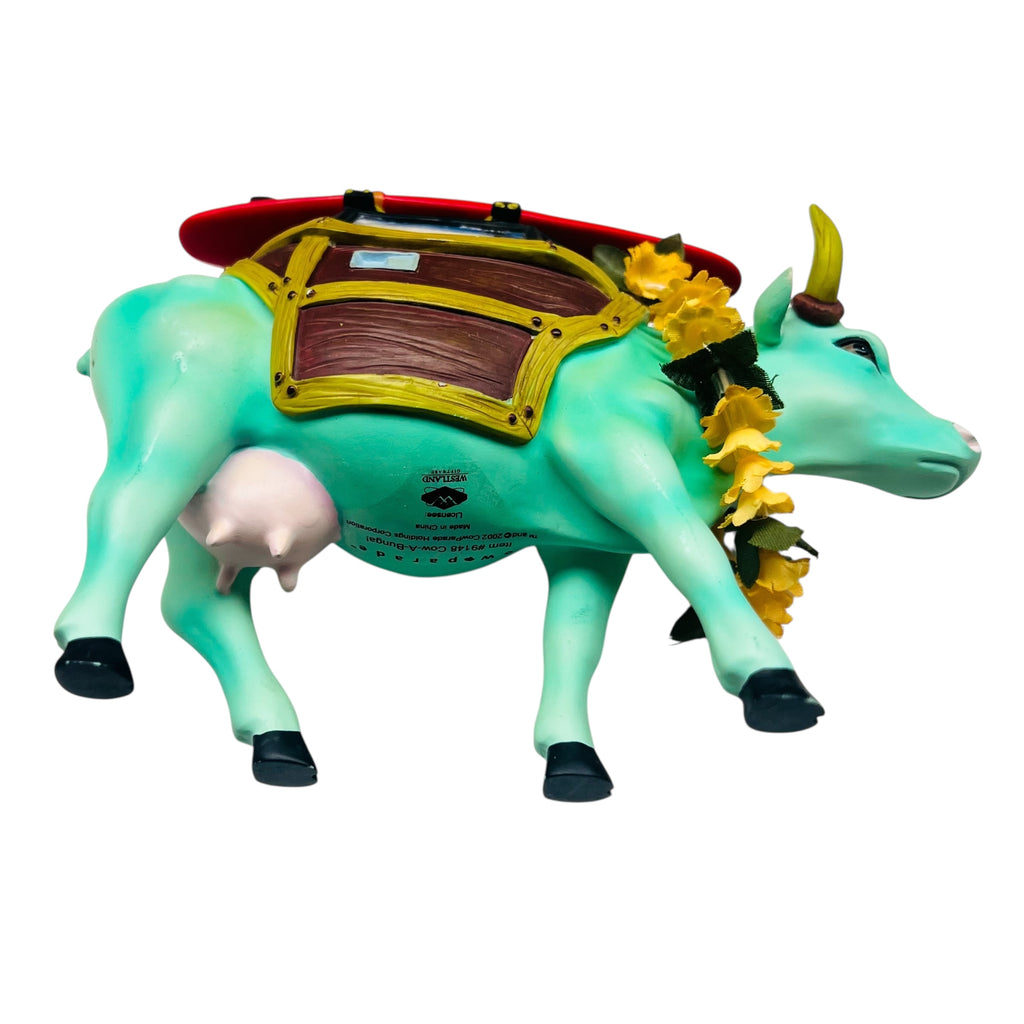 Cow Parade Cow A Bunga Woody Surf Board Cow Bull with Horns Figurine