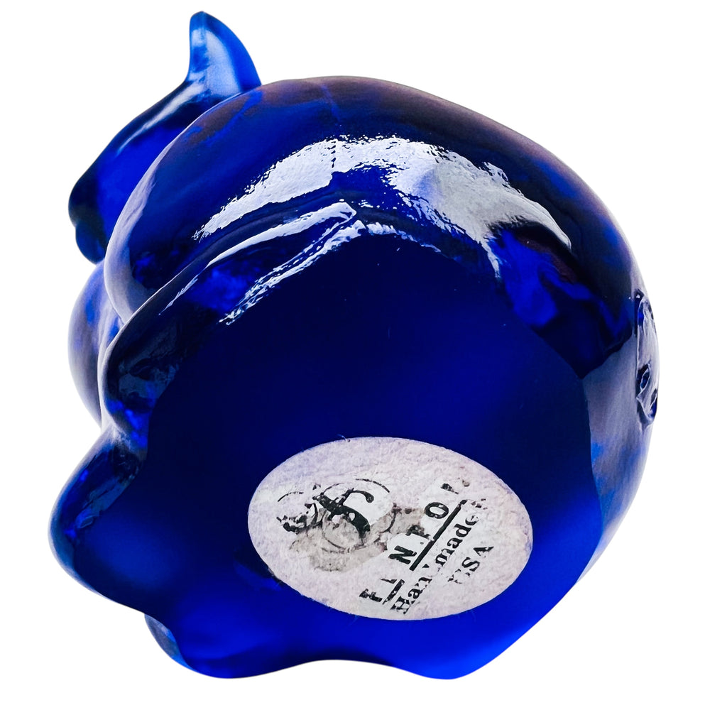 Vintage Fenton Cobalt Blue Glass Cat Figurine