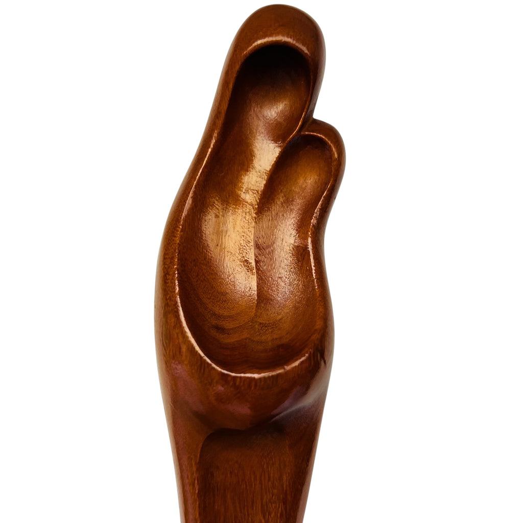 Vintage Mid-Century Modern Mother Child Carved Wood Figurine Sculpture