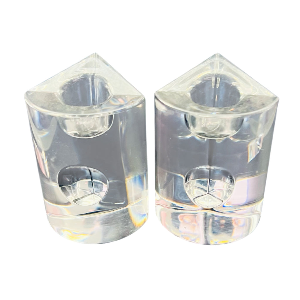 Vintage Lenox Moonlight Glass Candlestick Pair