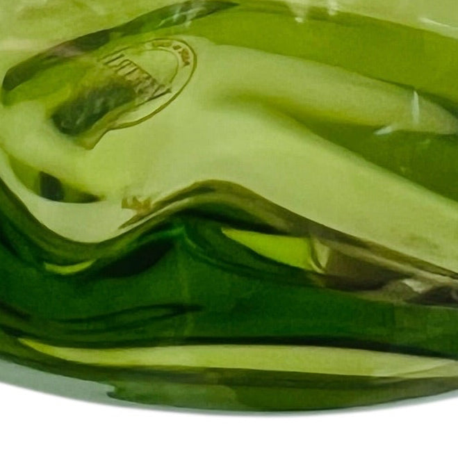 Vietri Hibiscus Green Glass Handblown Italian Art Glass Vase