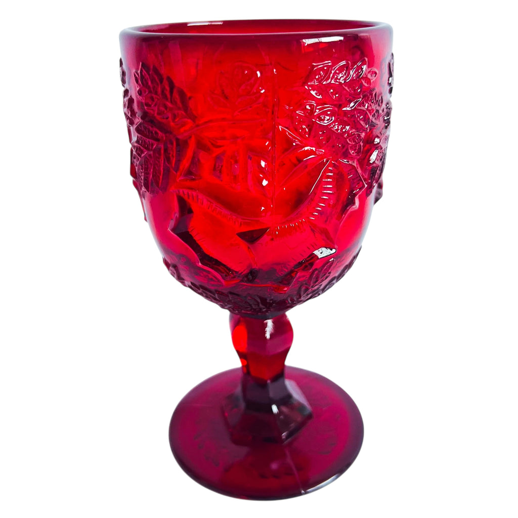 Madonna Inn Wild Rose Ruby Red Goblet Drinking Glass