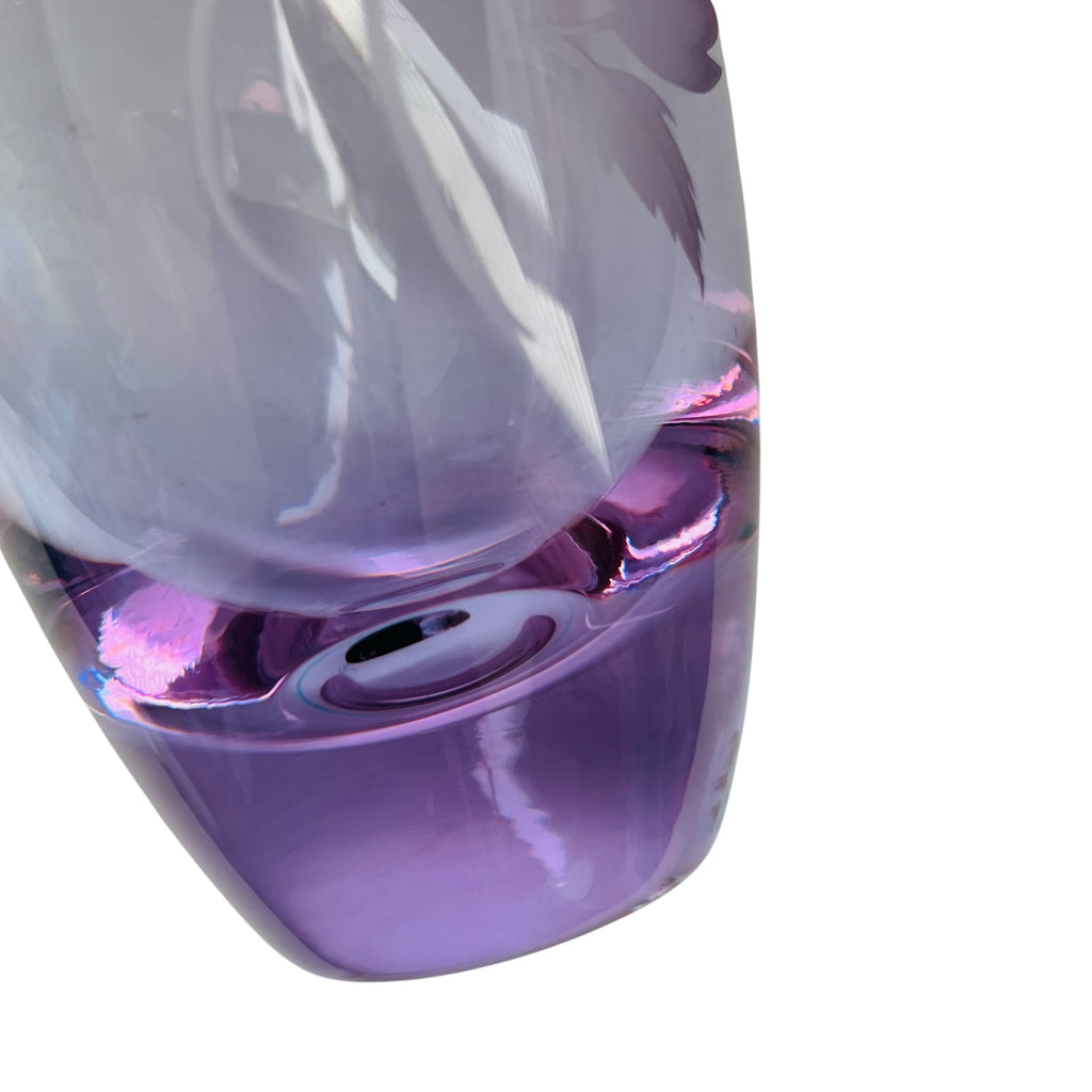 Caithness Studio Art Glass Etched Hummingbird Vase