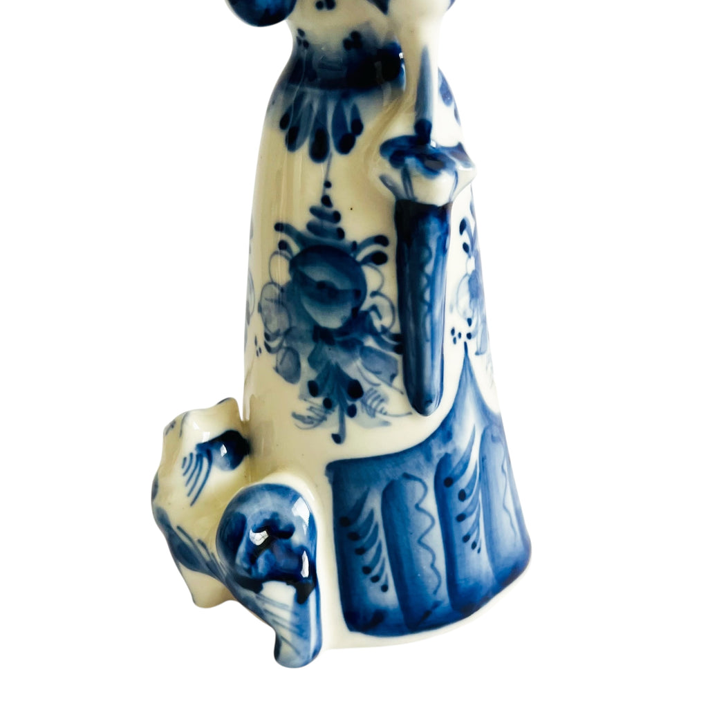 Vintage Victorian Lady with dog Hand Painted Porcelain Figurine