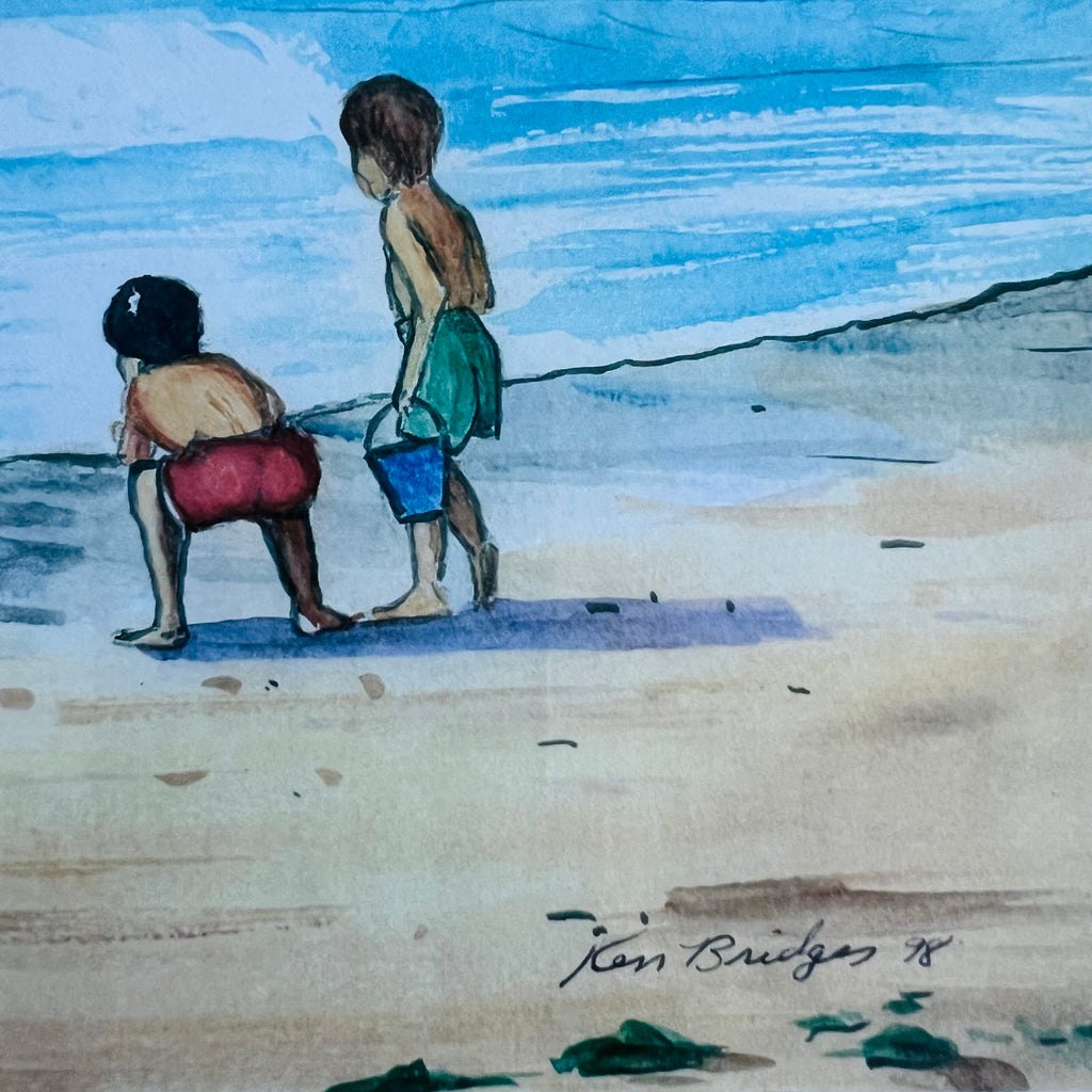 Vintage Ken Bridges Framed & Matted Framed Beach Artwork