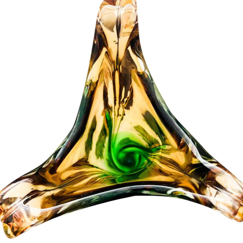 Ombré Cased Clear Bottom Art Glass Hand Blown Vase