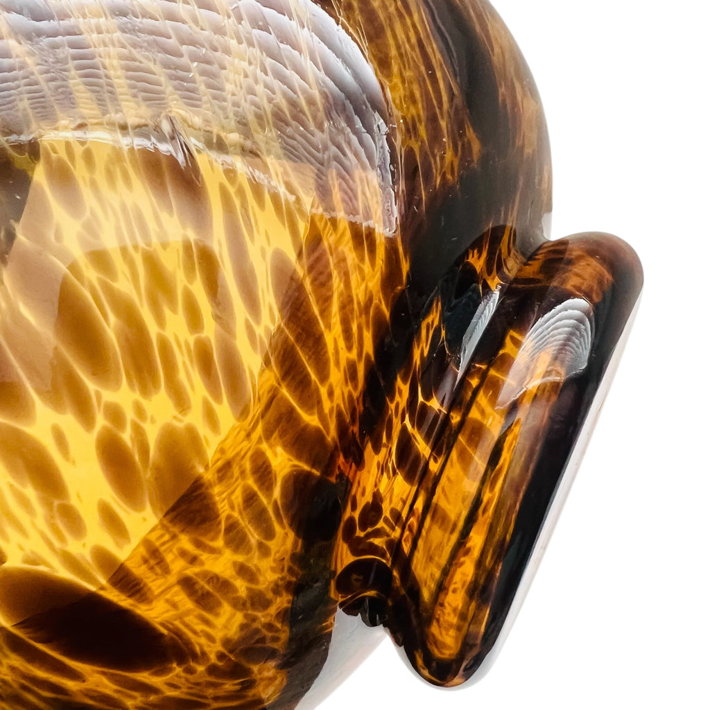 Vintage Tortoiseshell Patterned Glass Serving Bowl