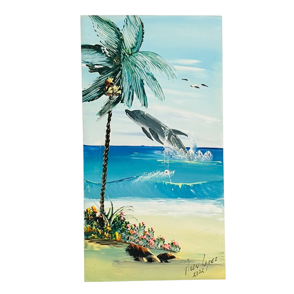 Vintage Luis Gabriel Finger Paint Oil Painting Framed Wall Art