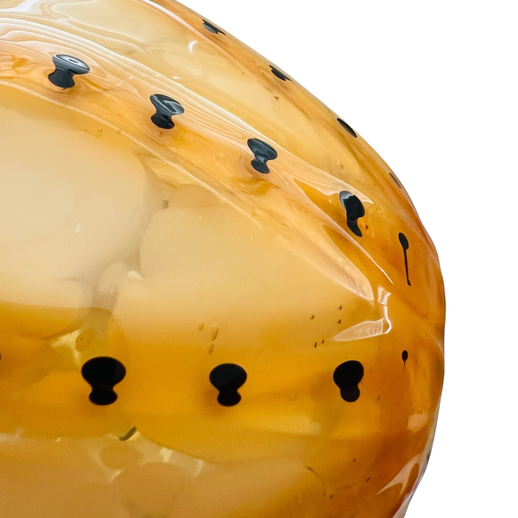 Vintage Cased Studio Art Amber Glass Pinched Rim Vase