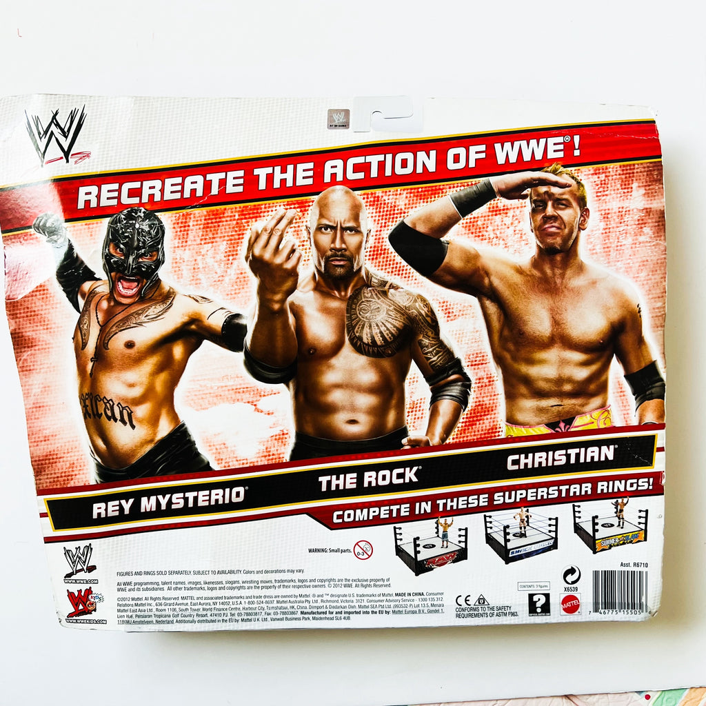 WWE Wrestling Rey Mysterio, Rock & Christian Exclusive Action Figure Tripe Threat 3 Pack