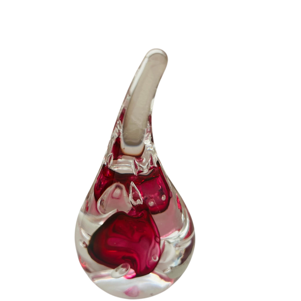 Vintage Adam Jablonski Signed Teardrop Art Glass Paperweight