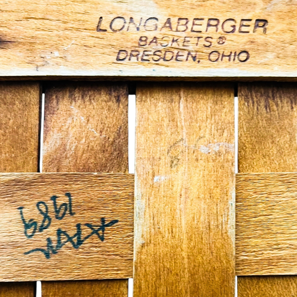 Vintage 1989 Longaberger Handcrafted Fixed Handle Wooden Basket