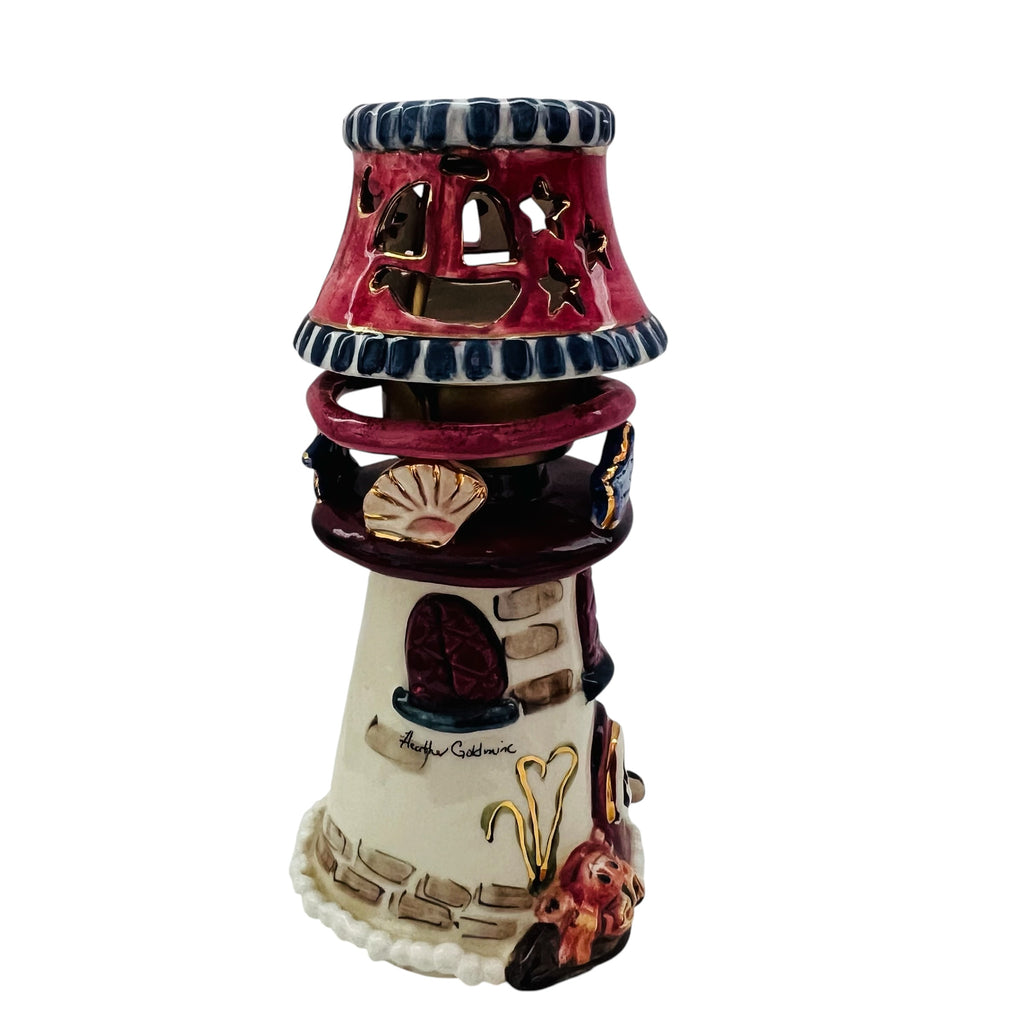 Blue Sky Clayworks Lighthouse Heather Goldminc 2001 Candle Holder