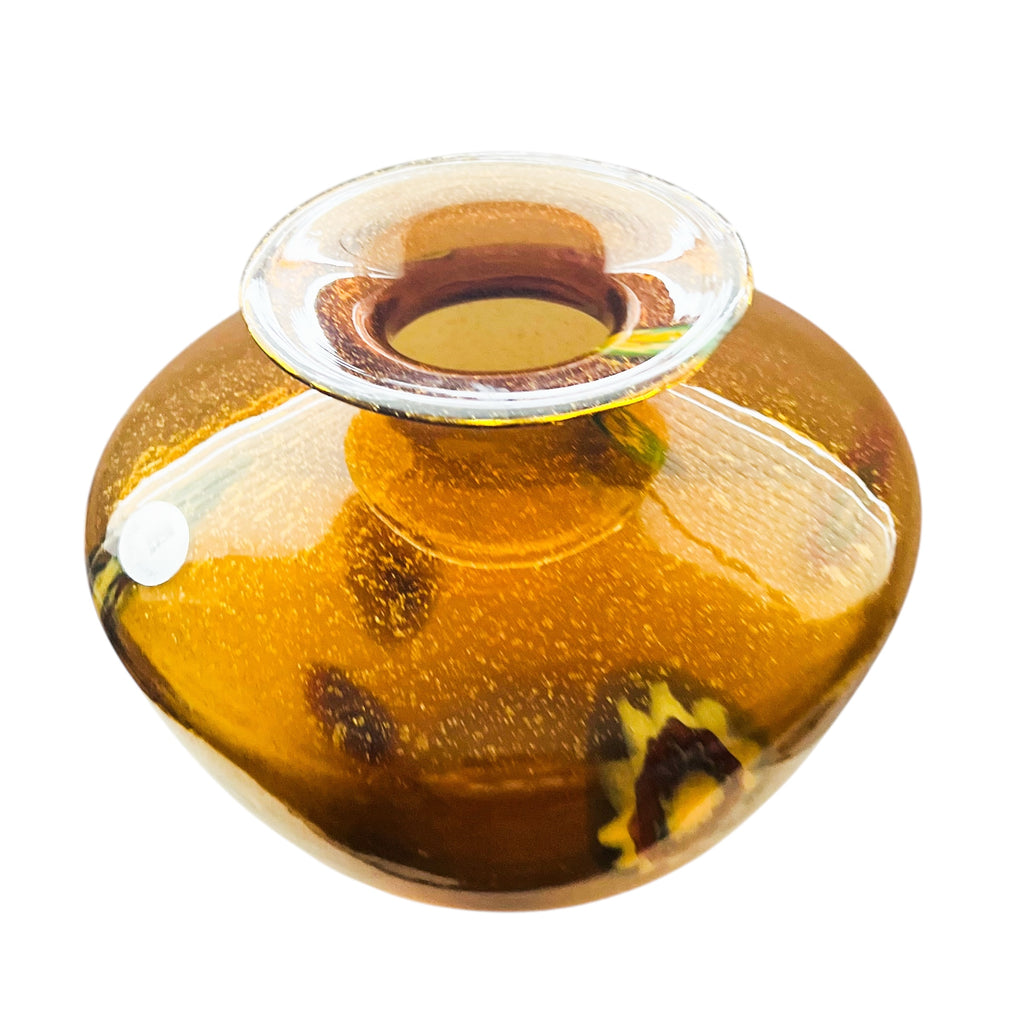 Vintage Maestri Vetrai Italy Amber Glass Art Vase