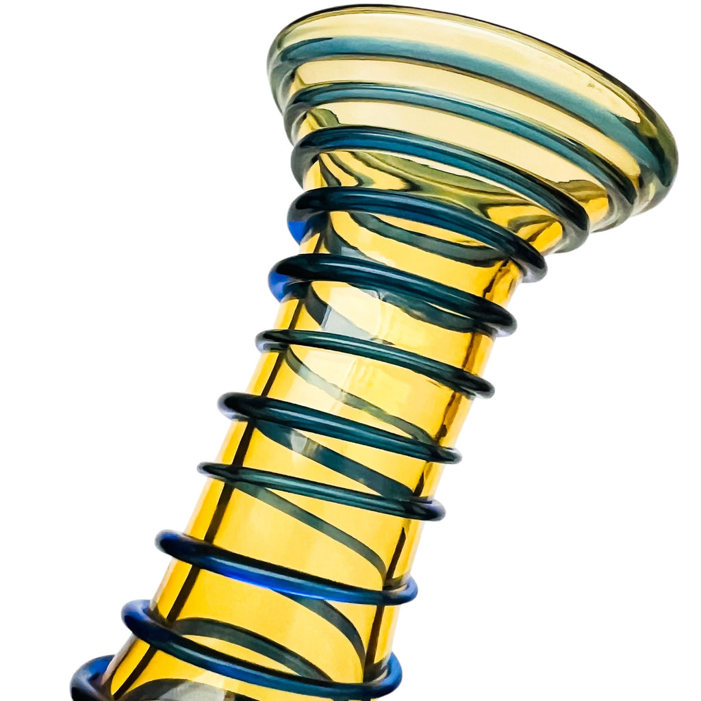 Blenko Glass Amber and Cobalt Beaker Vase