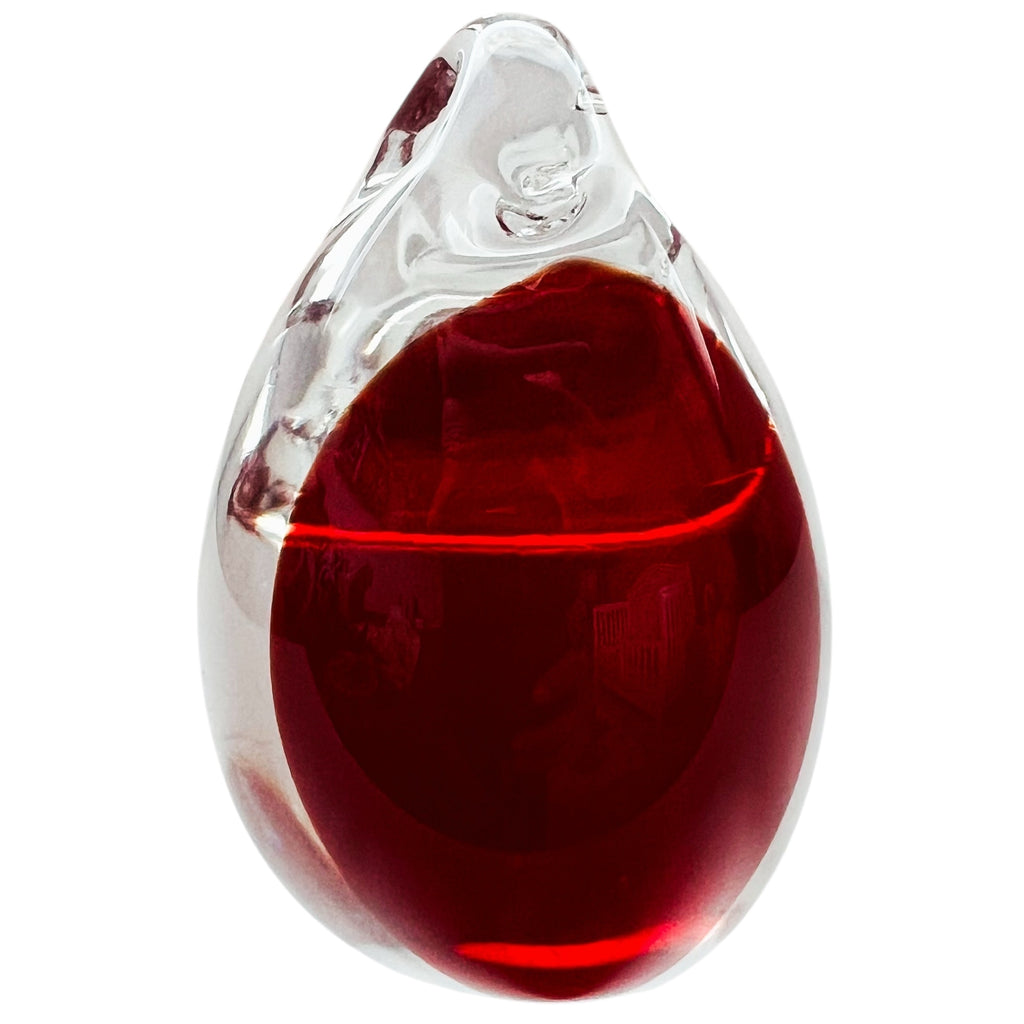 Vintage Art Glass Clear Red Belly Bird Paperweight